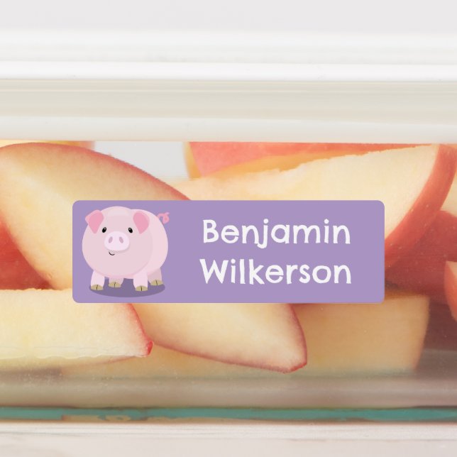 Cute pink pot bellied pig cartoon personalized labels (Affixed)