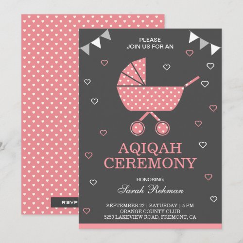 Cute Pink Pram Baby Girl Aqiqah
