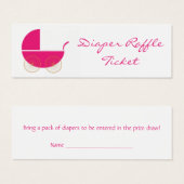 Cute Pink Pram Diaper Raffle Ticket - Skinny Card (Front & Back)