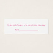 Cute Pink Pram Diaper Raffle Ticket - Skinny Card (Back)