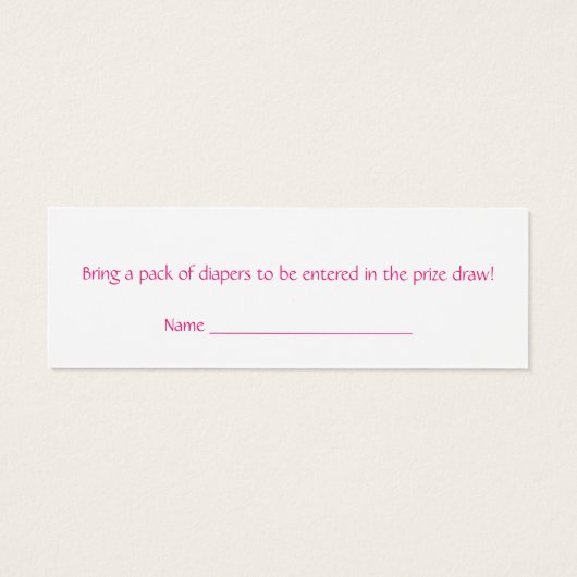 Cute Pink Pram Diaper Raffle Ticket - Skinny Card (Back)