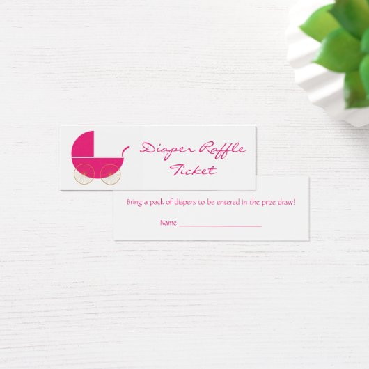 Cute Pink Pram Diaper Raffle Ticket - Skinny Card (Desk)