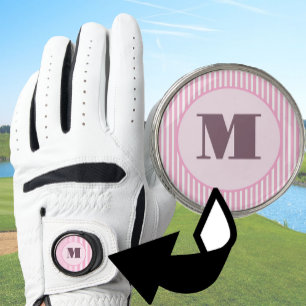 Cute pink preppy stripe monogram personalized golf glove