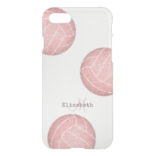 cute pink pretty monogrammed girls' volleyball iPhone SE/8/7 case