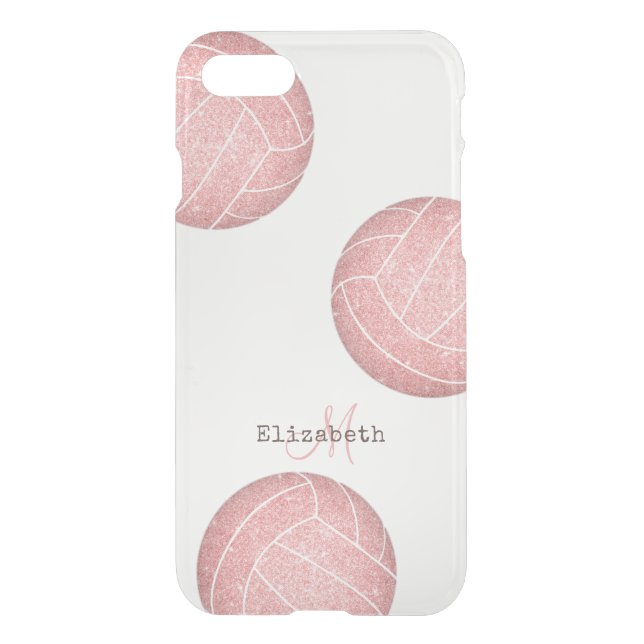 cute pink pretty monogrammed girls' volleyball uncommon iPhone case (Back)
