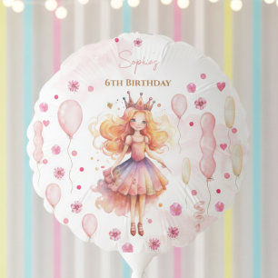 Cute pink princess and balloons birthday