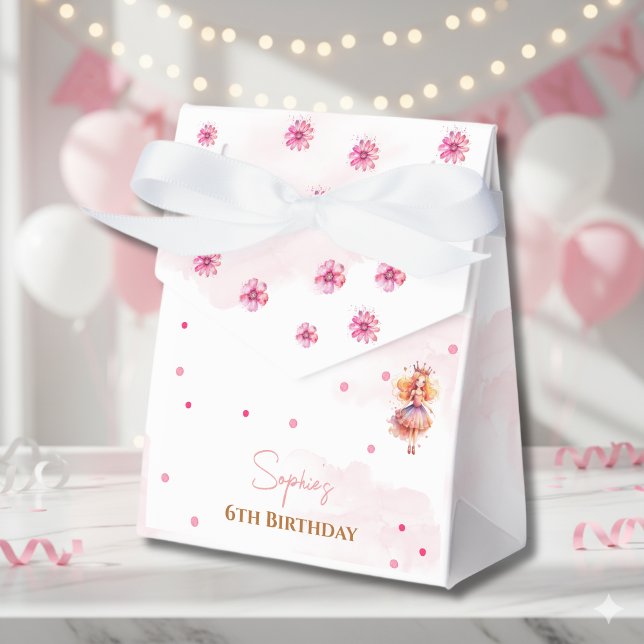 Cute pink princess and balloons birthday favor boxes (Creator Uploaded)