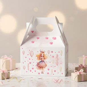 Cute pink princess and balloons birthday favor boxes