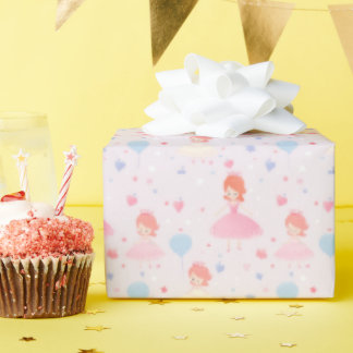 Cute Pink Princess Birthday Wrapping Paper