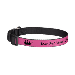 Cute pink princess crown custom dog name pet collar
