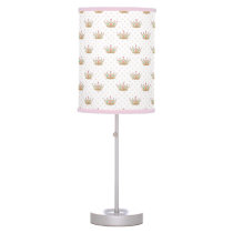 Cute Pink Princess Crown Girls Nursery Table Lamp