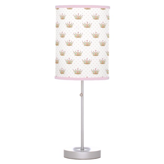 Cute Pink Princess Crown Girls Nursery Table Lamp (Front)