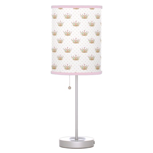 Cute Pink Princess Crown Girls Nursery Table Lamp (Right)