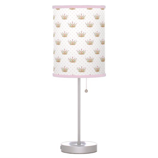 Cute Pink Princess Crown Girls Nursery Table Lamp (Left)