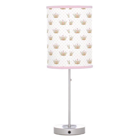 Cute Pink Princess Crown Girls Nursery Table Lamp (Back)