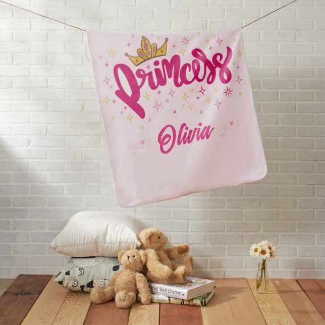 Cute pink Princess personalized monogram baby girl Blanket (In Situ)
