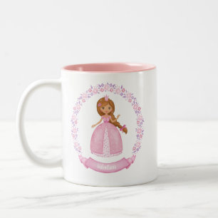 Cute Pink Princess Personalized Two-Tone Coffee Mug