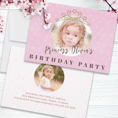 Cute Pink Princess Tiara Birthday Whimsical Invitation