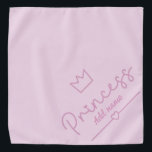 Cute Pink Princess typography with crown Bandana<br><div class="desc">Transform your furry friend into a little princess with this adorable pink dog bandana! Featuring a delicate crown design and your pet's name in a playful font, it's the perfect accessory for a pampered pooch. The soft pink color and minimalist design make it a sweet choice for baby showers, birthdays,...</div>