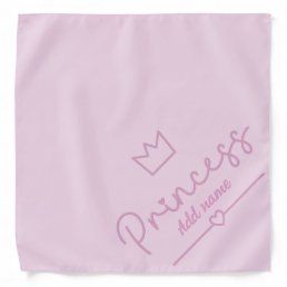 Cute Pink Princess typography with crown Bandana