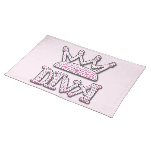 Cute Pink Printed Pearls Diva Princess Crown Placemat