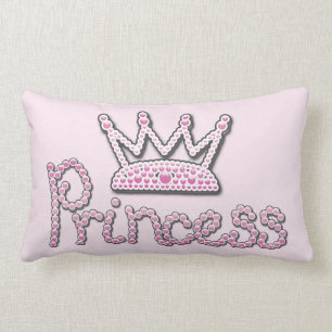 Cute Pink Printed Pearls Princess Crown Lumbar Pillow