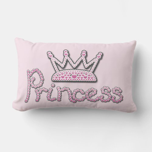 Cute Pink Printed Pearls Princess Crown Lumbar Pillow