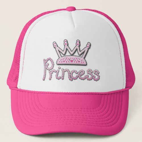 Cute Pink Printed Pearls Princess Crown Trucker Hat