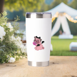 Cute Pink Pug in a Halloween Costume Holding Insulated Tumbler