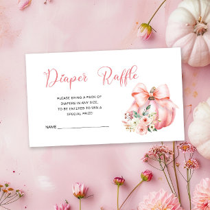 Cute Pink Pumpkin Baby Shower Diaper Raffle Enclosure Card