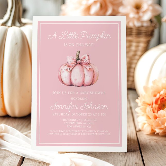 Cute Pink Pumpkin Baby Shower Invitation (Cute Pink Pumpkin Baby Shower Invitation)