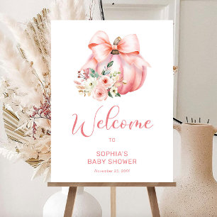 Cute Pink Pumpkin Baby Shower Welcome Foam Board
