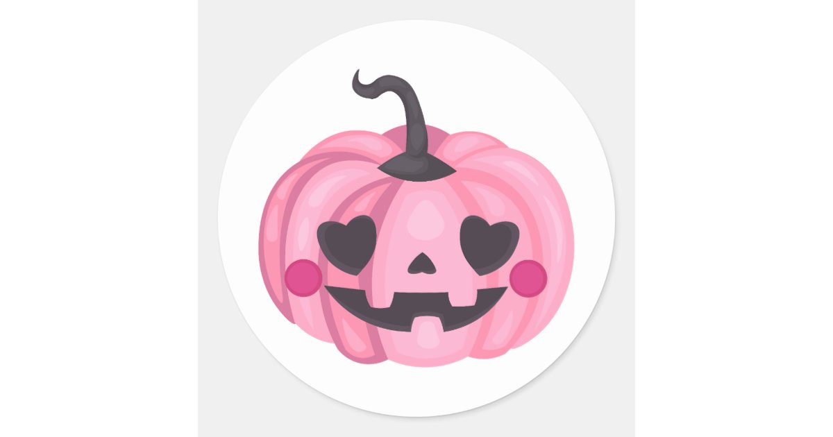 Cute Pink Pumpkin Classic Round Sticker | Zazzle