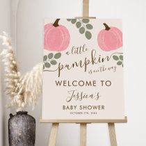 Cute Pink Pumpkin Eucalyptus Baby Shower Welcome Foam Board