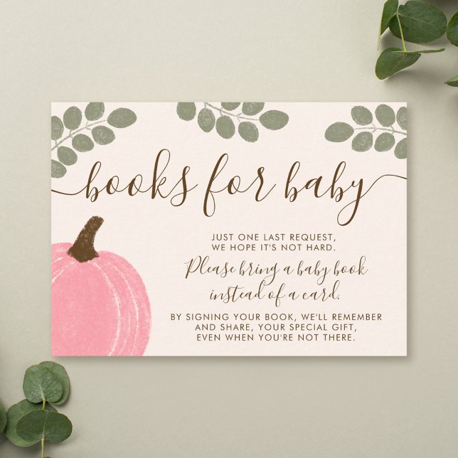 Cute Pink Pumpkin Eucalyptus Fall Books for Baby Enclosure Card (Creator Uploaded)