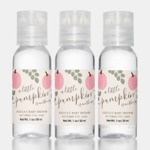Cute Pink Pumpkin Eucalyptus Fall Girl Baby Shower Hand Sanitizer