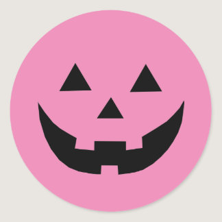 Cute pink pumpkin face Breast Cancer Awareness Classic Round Sticker