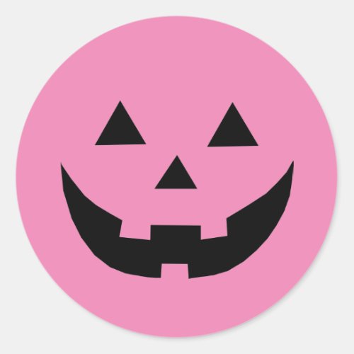 Cute pink pumpkin face Breast Cancer Awareness Classic Round Sticker