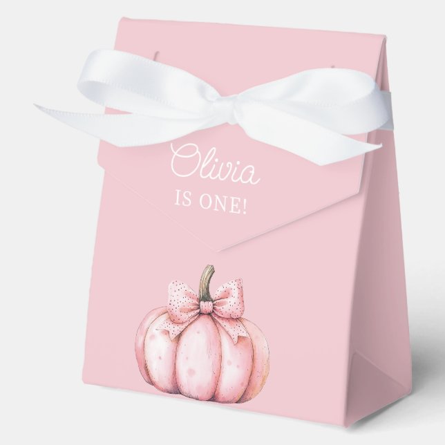 Cute Pink Pumpkin Girl 1st Birthday  Favor Boxes (Front)