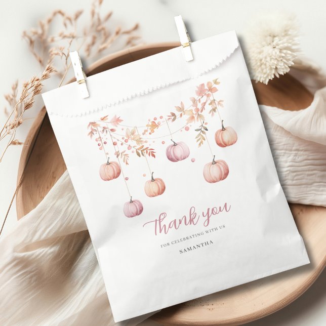 Cute Pink Pumpkin Girl Baby Shower Favor Bag (Creator Uploaded)