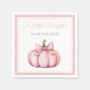 Cute Pink Pumpkin Girl Baby Shower Napkins