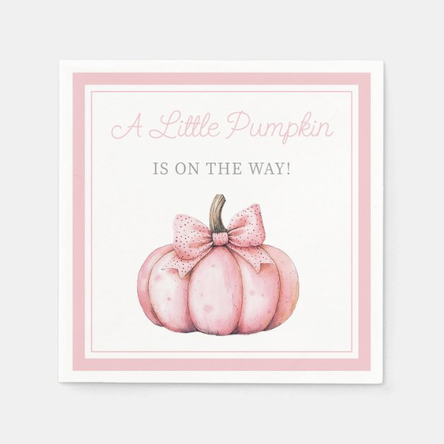 Cute Pink Pumpkin Girl Baby Shower Napkins (Front)