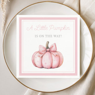 Cute Pink Pumpkin Girl Baby Shower Napkins