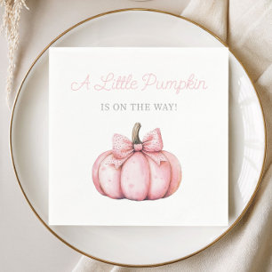 Cute Pink Pumpkin Girl Baby Shower Napkins