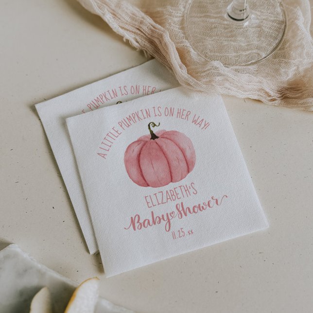 Cute Pink Pumpkin Girl Baby Shower Napkins (Creator Uploaded)