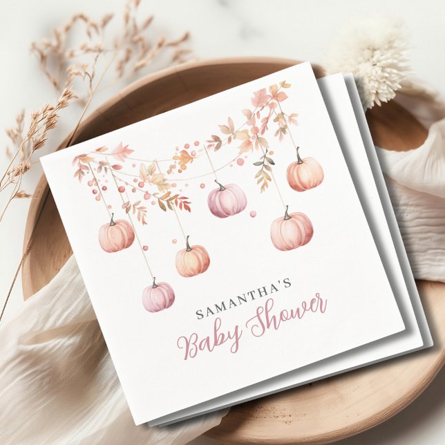 Cute Pink Pumpkin Girl Baby Shower Napkins (Creator Uploaded)