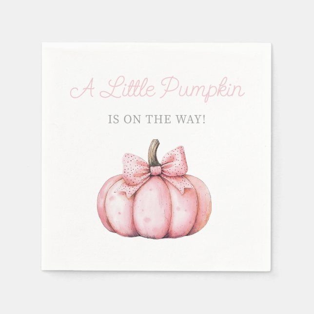 Cute Pink Pumpkin Girl Baby Shower Napkins (Front)