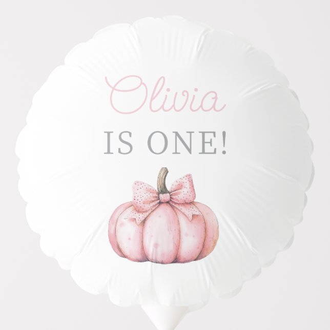 Cute Pink Pumpkin Girl First Birthday  Balloon (Front)