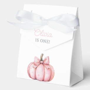 Cute Pink Pumpkin Girl First Birthday Favor Boxes