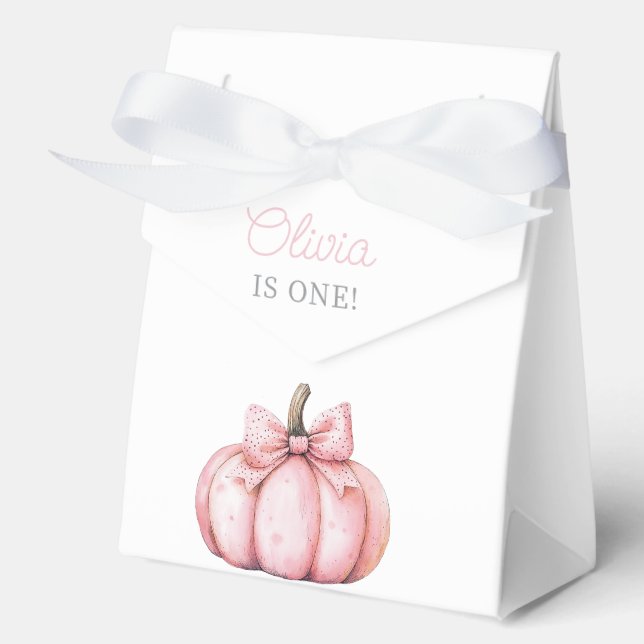Cute Pink Pumpkin Girl First Birthday  Favor Boxes (Front)